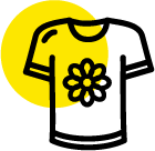 icono lineal de una camiseta con una flor